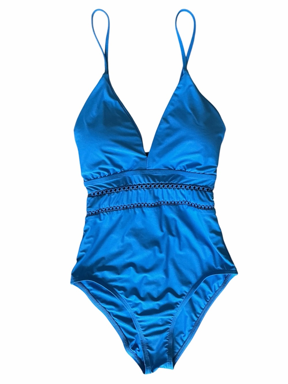 Athena Electric Blue Satin One Piece Swimsuit Size 10